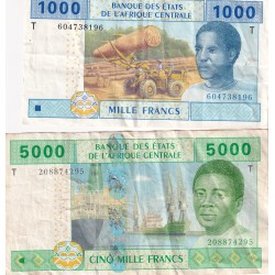 CONGO BANQUE DES ETATS DE L'AFRIQUE CENTRALE 1000 E 5000 FRANCS 2002